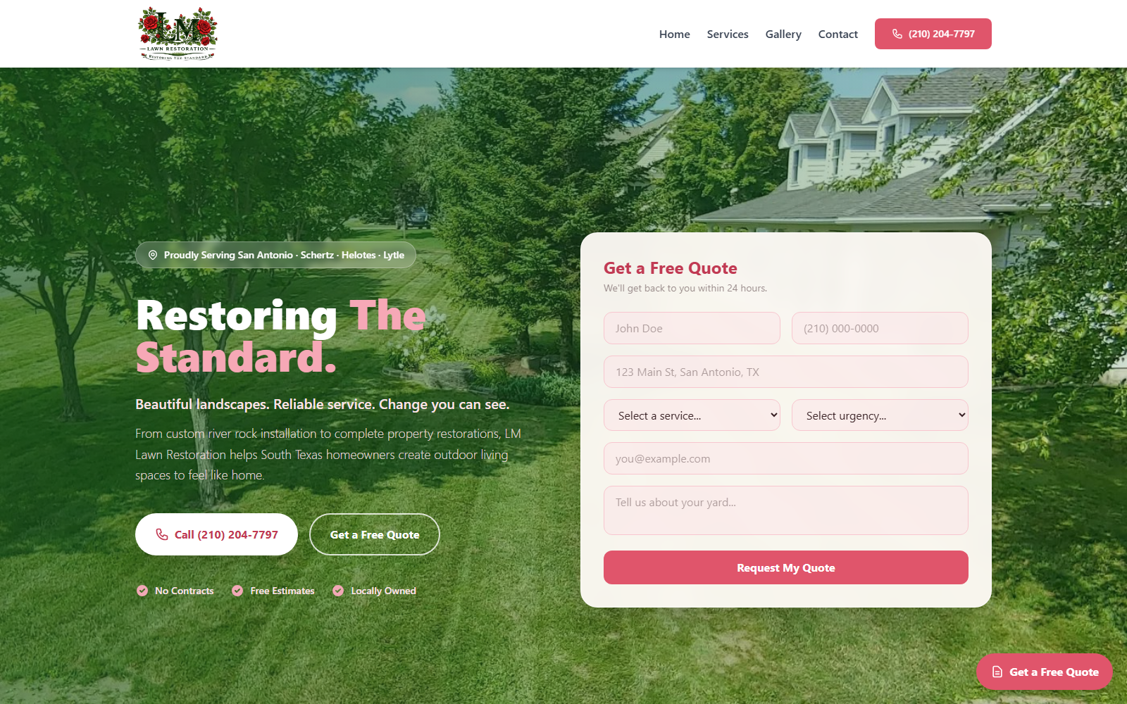 LM Lawn Restoration website
